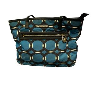 Michael Kors Black and Blue Geometric Tote